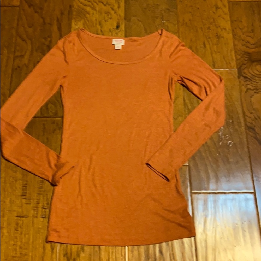 Mossimo Supply Co. Long Sleeve Scoop Neck Tee in Burnt Orange